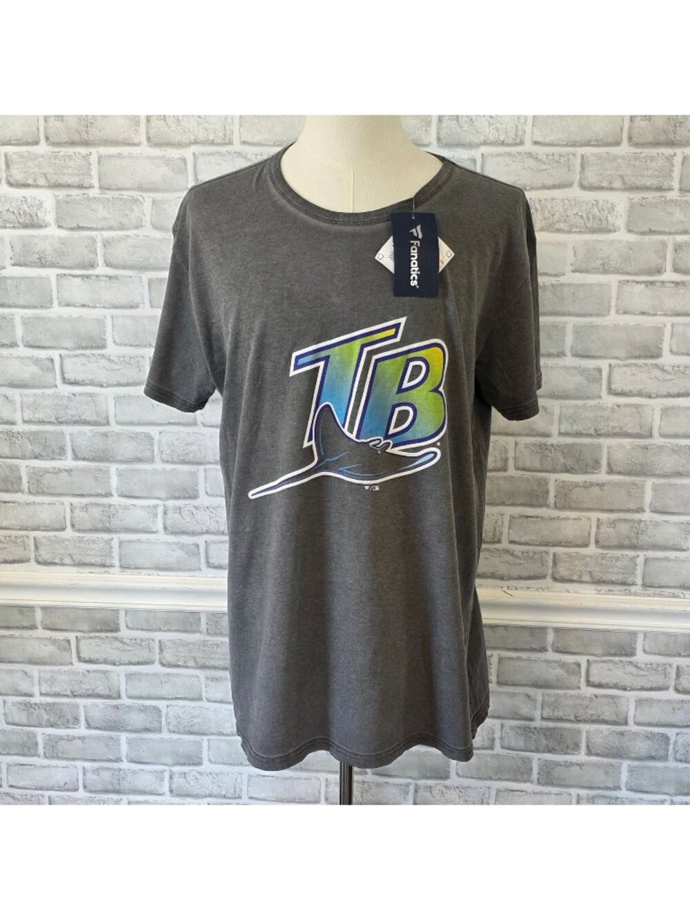 Fanatics MLB Tampa Bay Rays Cotton Charcoal Grey Sportswear Graphic Tee NWT XL